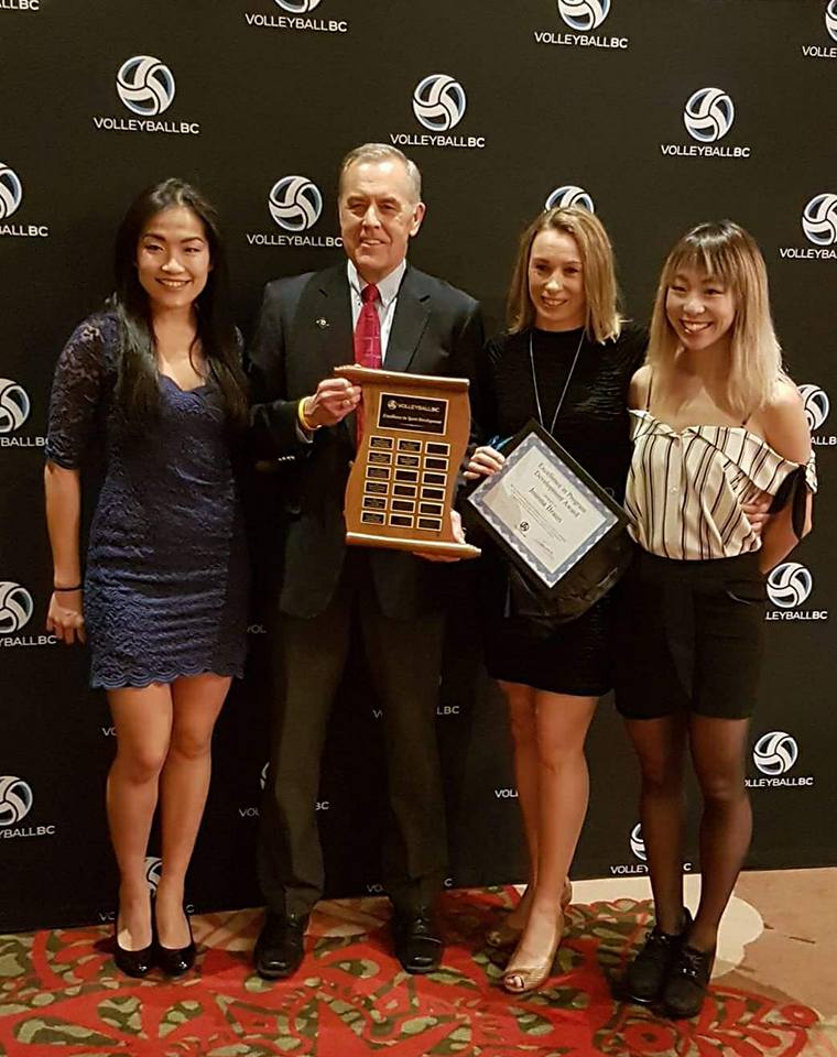 KWVC members receiving the Excellence Program Development award from Volleyball BC